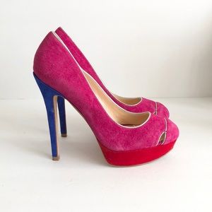 Footcandy colorblock suede pumps